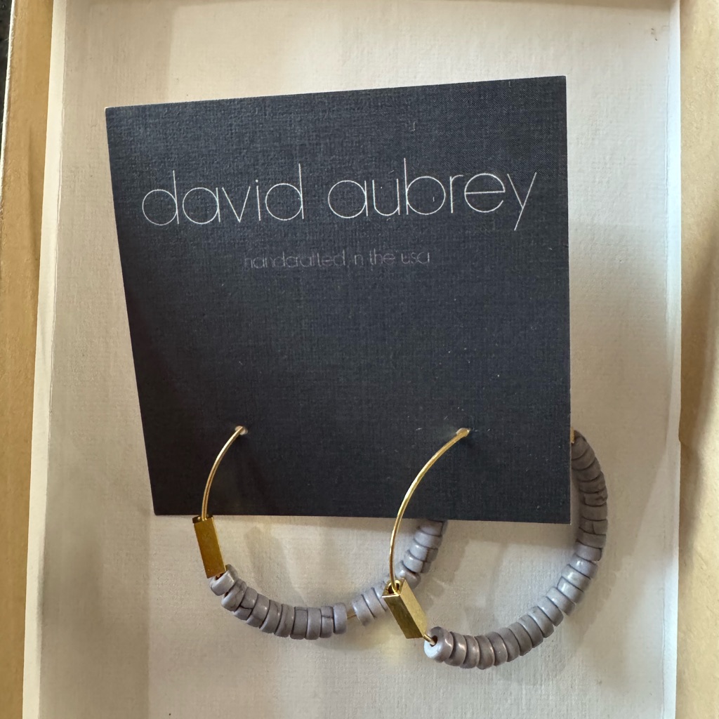 David Aubrey Gold And Gray Hoop Earrings